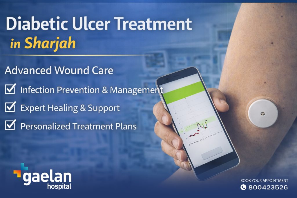 Diabetic ulcer treatment and advanced wound care services at Gaelan Hospital in Sharjah